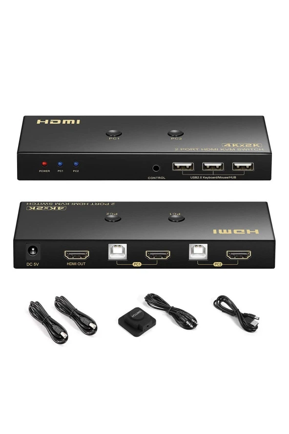 USB Hdmi KVM Switch HDMI KVM Switch 2 Port KVM Switch HDMI 1 Monitör 2 PC Anahtarlı 4K60Hz 2K144Hz