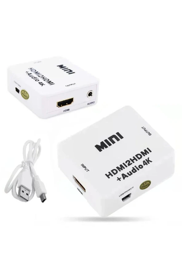 Yeni Tip 4K HDMI Ses Ayırıcı HDMI Hdmi Aux Ses Ayırıcı Hd Kulaklık Ayırıcı Beyaz HDMI2HDMI + Audio4K