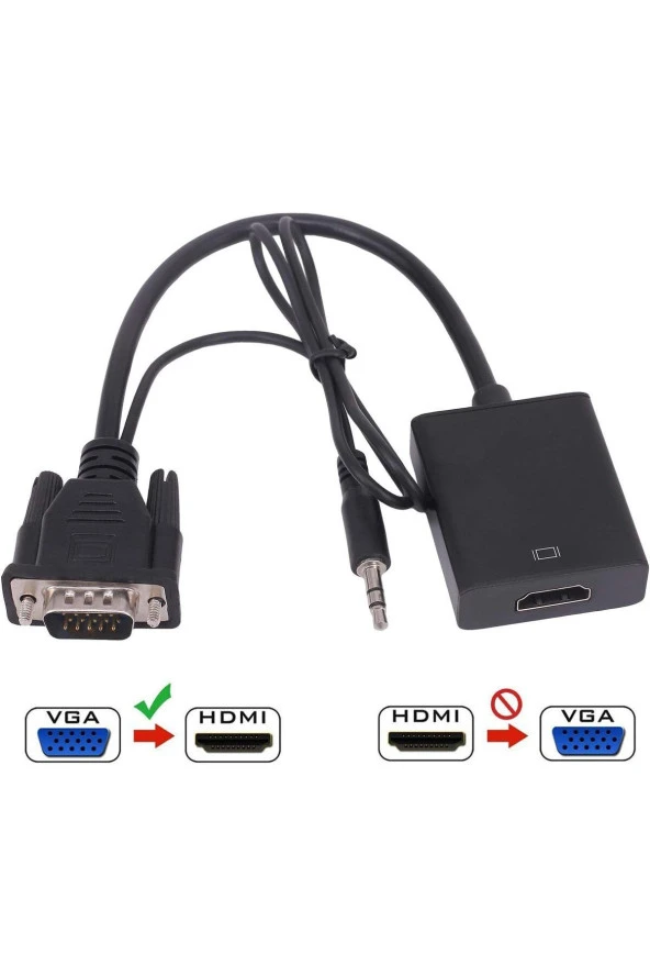 VGA PC'yi HDMI Monitöre Projektöre Bağlamak için VGA - HDMI Dönüştürücü VGA Erkek - HDMI Dişi - 2