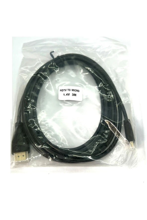 3 Metre Mikro Hdmi Kablo Slim Micro Hdmi To Hdmi Kablo 3m Micro HDMI - HDMI Erkek - Erkek Kablo - 3
