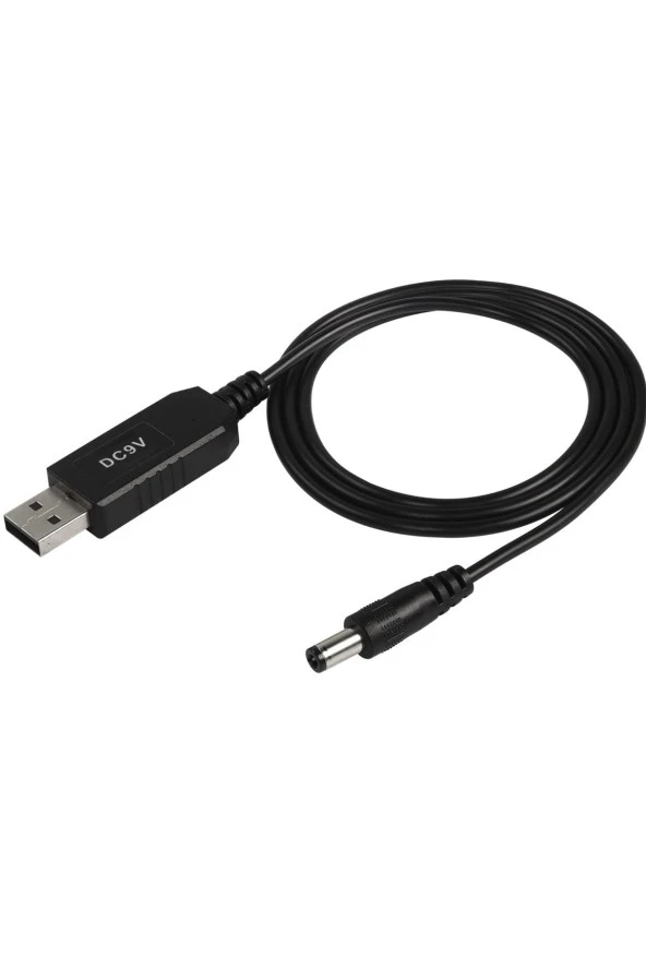 USB 5V - DC 9V Dönüştürücü Volatj Yükseltici Güç Kablosu USB - 5.5mm x 2.5mm DC Güç Kablosu