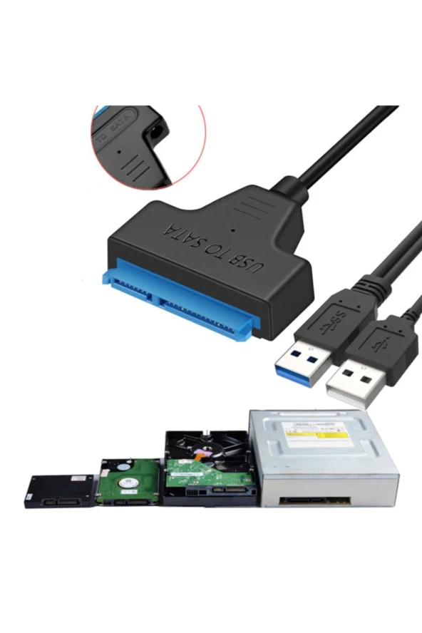 Usb 3.0 Sata 2.5/3.5 Inç Ssd Hdd Adaptör Destekli Sata Usb Çevirici Kablo 22 Pin Sata - Resim 2