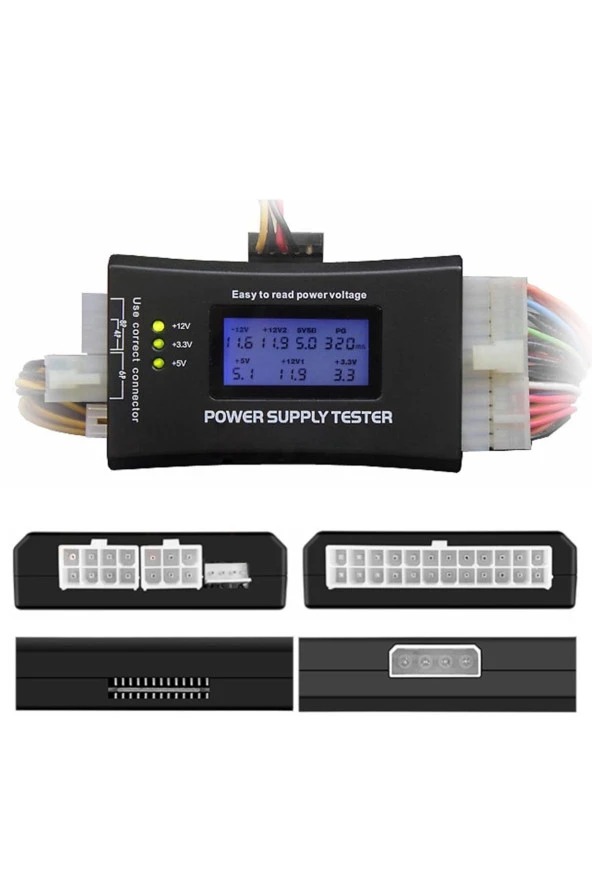 ATX, ITX, BTX, PCI E, SATA, HDD için LCD Ekran 20/24 4/6/8 Pin Bilgisayar PC Güç Kaynağı Test Cihazı ürün görseli 1