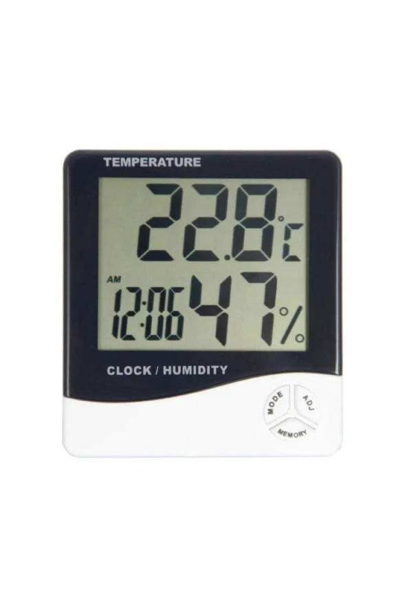 Dijital Ekranlı Termometre Saat - Alarm, Sıcaklık, Nem Ölçer Masa Saati - Resim 2