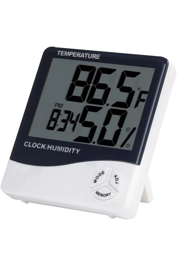 Dijital Ekranlı Termometre Saat - Alarm, Sıcaklık, Nem Ölçer Masa Saati - Resim 3