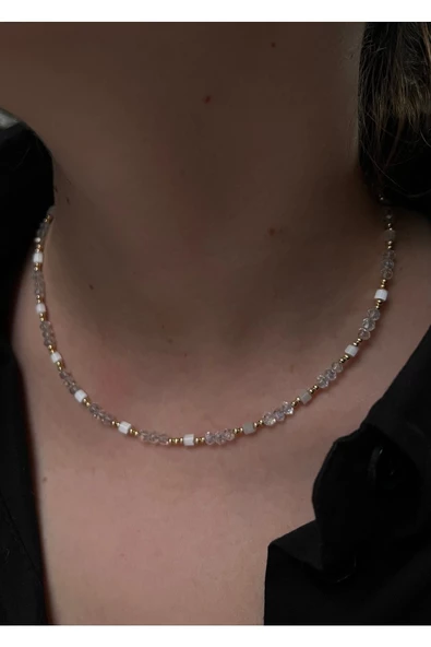 Kalp Detaylı Kristal Taşlı Rhinestone Kalpli Kolye - 3