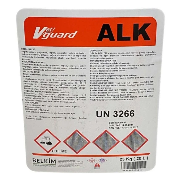 Vetguard ALK Sağım Makineleri İçin Klorlu Temizleyici-20 Lt - 4