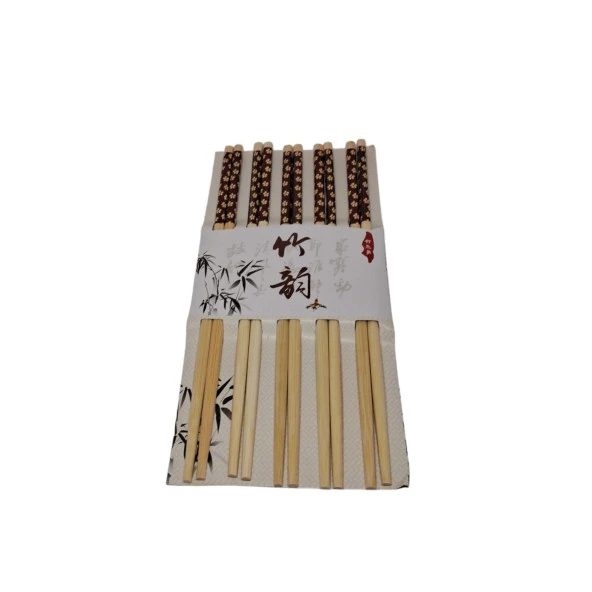 5 Çift Chopstick Desenli Ahşap Yemek Çubuğu Çin Çubuğu Noodle Sushi Çubuğu 10'lu Hashi