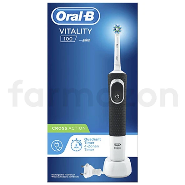 Oral-B Vitality 100 Quadrant Timer Cross Action Şarjlı Diş Fırçası Siyah - Kutulu