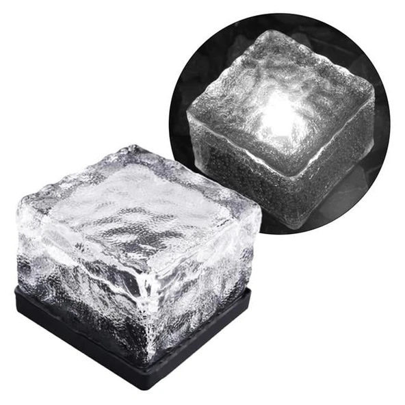 Powermaster PM-21645 Solar Beyaz Ledli Tuğla Görünümlü Bahçe Dekorasyon Aydınlatma