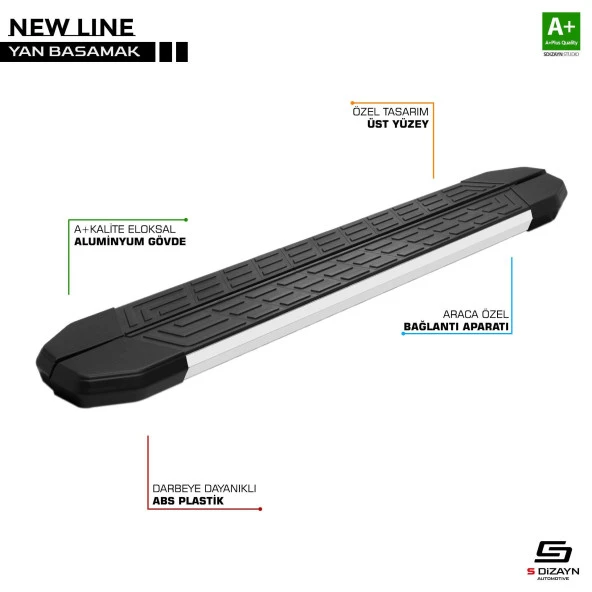 S-Dizayn Chery Tiggo8 Pro NewLine Aluminyum Yan Basamak 183 Cm 2022 Üzeri
