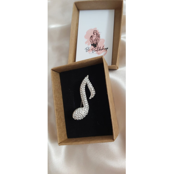 Apollon Taşlı Nota Broş Yaka İğnesi - Resim 2