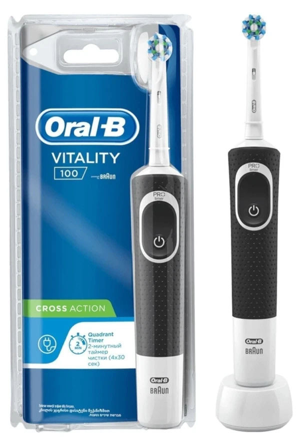 D100 Şarjlı Vitality Black Crossaction Diş Fırçası