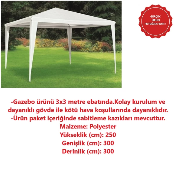 Katlanabilir Polyester Bahçe Gazebo Çadır 3x3 - 2