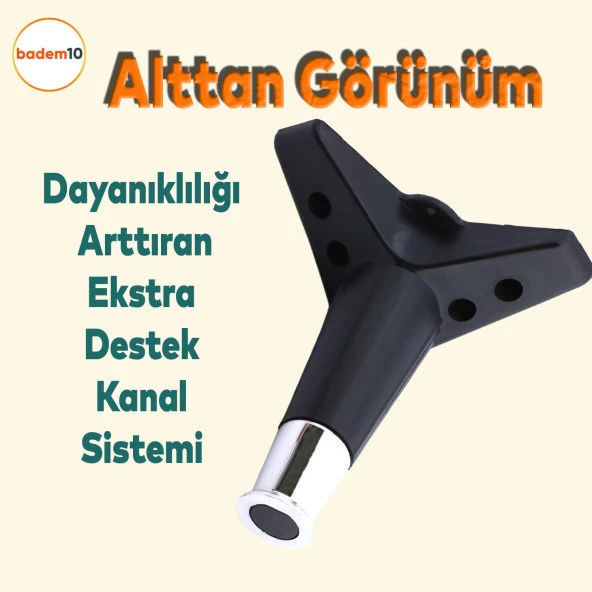 Elista Mobilya Ayağı Sehpa Tv Ünitesi Ayakları Yükseltici 15 Cm Siyah Krom - 4