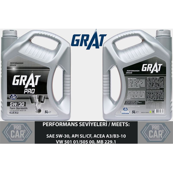 GRAT PRO 5W30 5 LİTRE MOTOR YAĞ