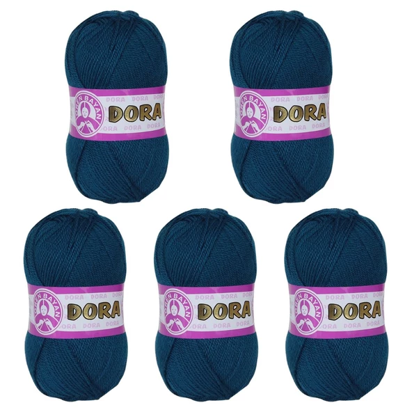 Ören Bayan Dora Örgü İpi - Petrol Mavi - 5'Li Paket - ( Renk Kodu : 101 ) ürün görseli 1