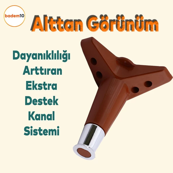 Elista Mobilya Ayağı Sehpa Tv Ünitesi Ayakları Yükseltici 15 Cm Ceviz Krom - 4