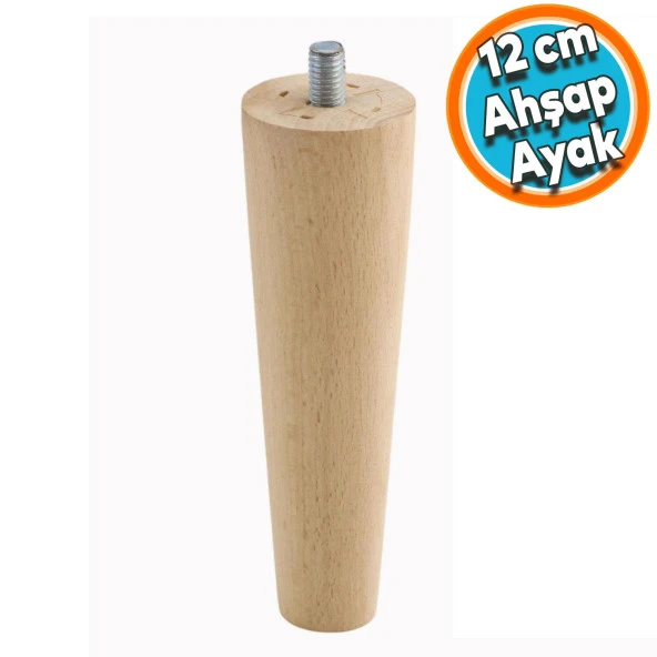 Ahşap Ayak Sehpa Masa Baza Çekyat Puf Tabure Ünite Koltuk Ayağı Mobilya Ayakları Silindir Destek M8 Civatalı 12 cm ürün görseli