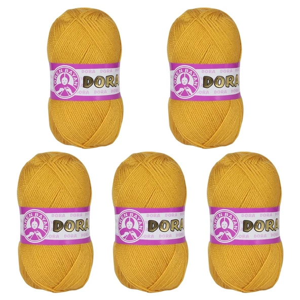 Ören Bayan Dora Örgü İpi - Hardal - 5'Li Paket - ( Renk Kodu : 102 )
