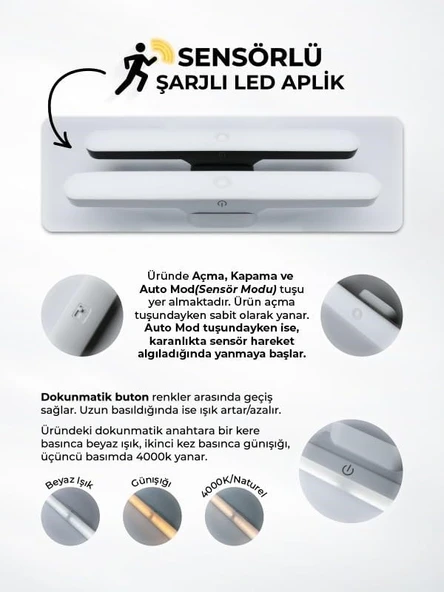 Cata CT-5249 Martı 3 Renk Ledli Aplik - 4