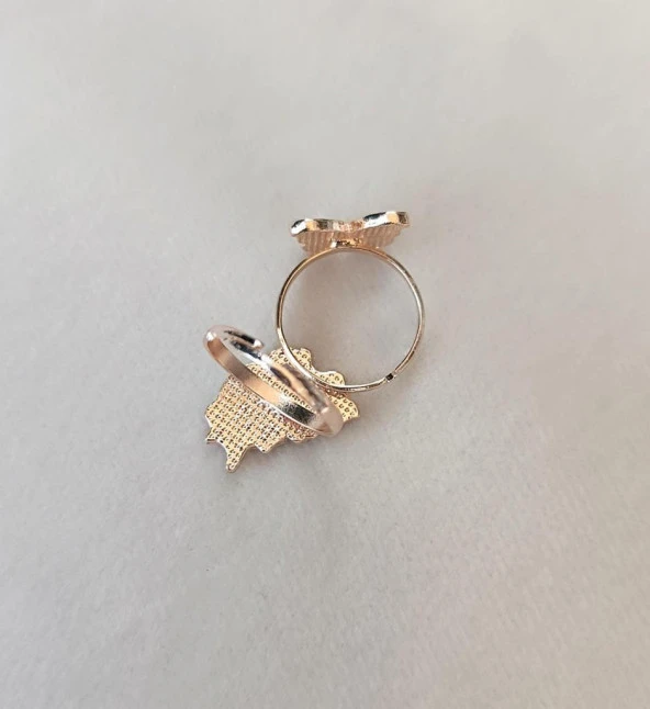 Yüzük Kız Çocuk 3 Adet İncili Kelebek Göz Ayarlanabilir Yüzük Hediye Takı - 2