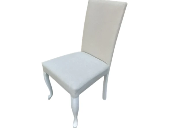 Sandalye18576 Giydirme Terletmz Keten Kumaş Kayın aslan ayak Parlak Beyaz El Yapı - Resim 5