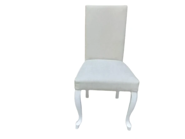 Sandalye18576 Giydirme Terletmz Keten Kumaş Kayın aslan ayak Parlak Beyaz El Yapı - Resim 8