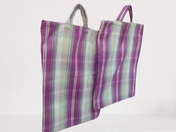 PAZAR ÇANTA18557 2Ad Döşemelik Kumaş Mor Renkli Desen 40kg Taşıma Kapasite - 5