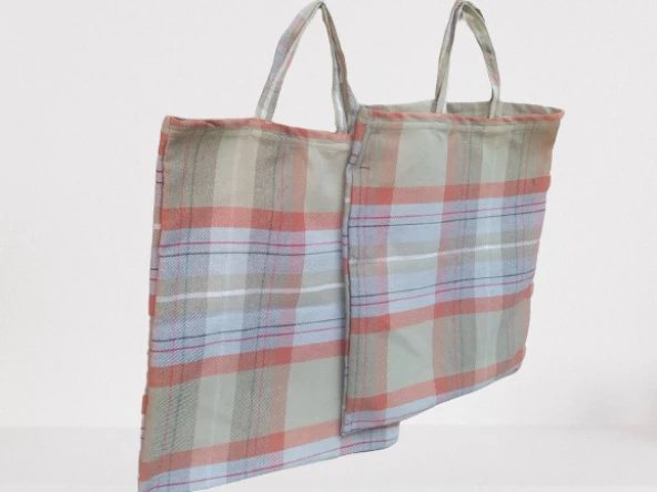 PAZAR ÇANTA 18556 2Ad Döşeme Kumaş Renkli Desenli 40 kg Taşıma Kapasite El Yapım - 4