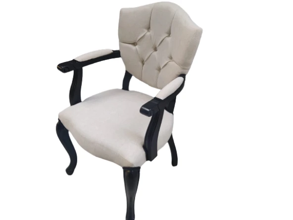 Sandalye 18482 KELEBEK Berjer Model Kayın ASLAN Ayak Siyah Terletmz keten kumaş