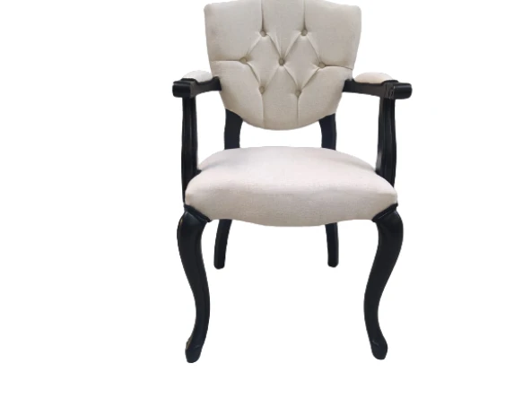 Sandalye 18482 KELEBEK Berjer Model Kayın ASLAN Ayak Siyah Terletmz keten kumaş - 2