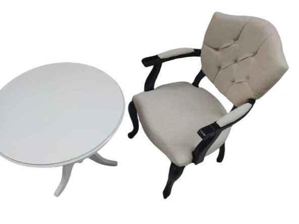 Sandalye Berjer 18480 Model Kayın ASLAN Baba ayak Fiskos Siyah Terletmez keten - 6