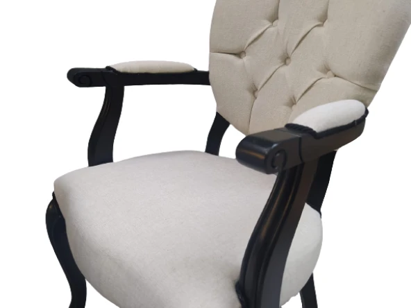 Sandalye Berjer 18480 Model Kayın ASLAN Baba ayak Fiskos Siyah Terletmez keten - 7