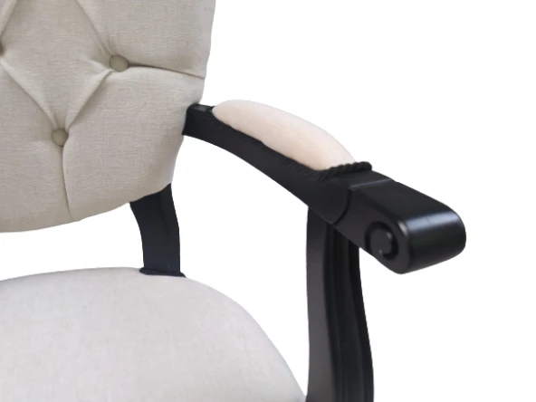 Sandalye 18482 KELEBEK Berjer Model Kayın ASLAN Ayak Siyah Terletmz keten kumaş - 5