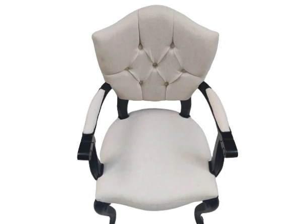 Sandalye 18482 KELEBEK Berjer Model Kayın ASLAN Ayak Siyah Terletmz keten kumaş - 6