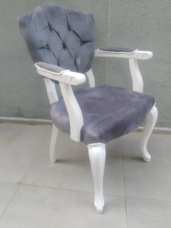 Fiskos-Berjer18378 Sandalye Kelebek Parlak beyaz-ceviz KapitonE Kumaş Aslan ayak - 3