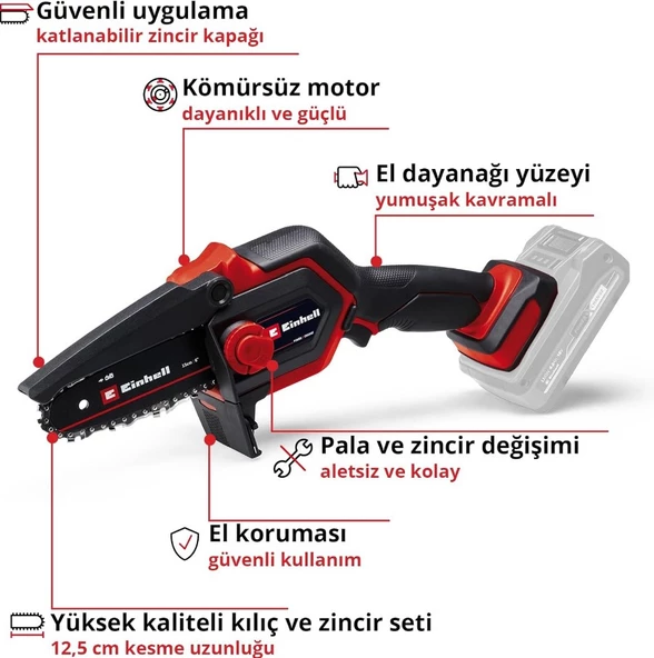 Einhell Ge-Ps 18/15 Li Bl Solo Akülü Zincirli Budama Testeresi - Resim 2
