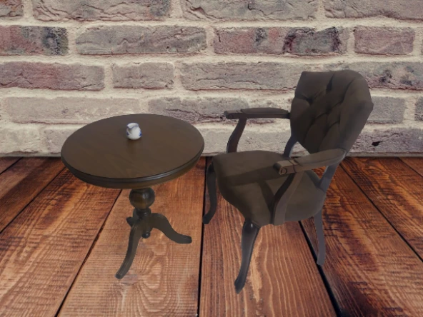 Fiskos-Berjer 18200 Sandalye Kelebek Parlk Ceviz Babyfac Kapiton Kumaş Aslan ayak - 7