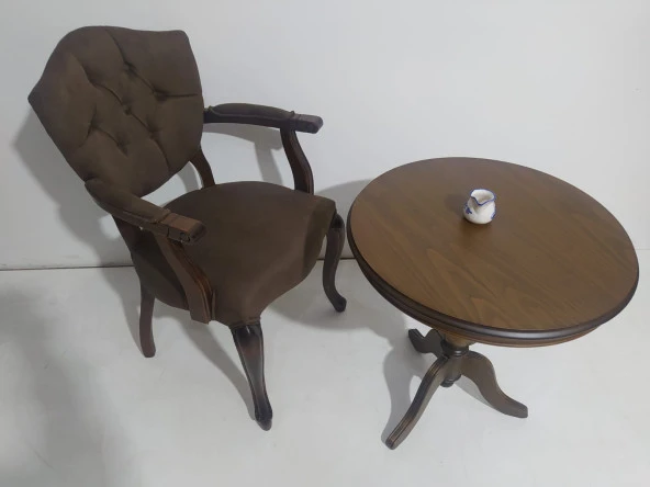 Fiskos-Berjer 18200 Sandalye Kelebek Parlk Ceviz Babyfac Kapiton Kumaş Aslan ayak - 8