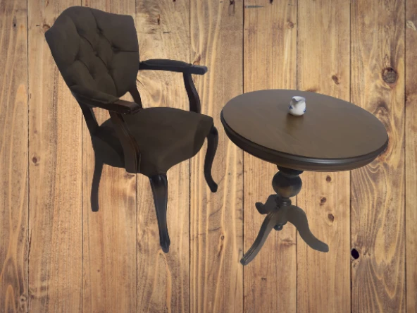 Fiskos-Berjer 18200 Sandalye Kelebek Parlk Ceviz Babyfac Kapiton Kumaş Aslan ayak - 6