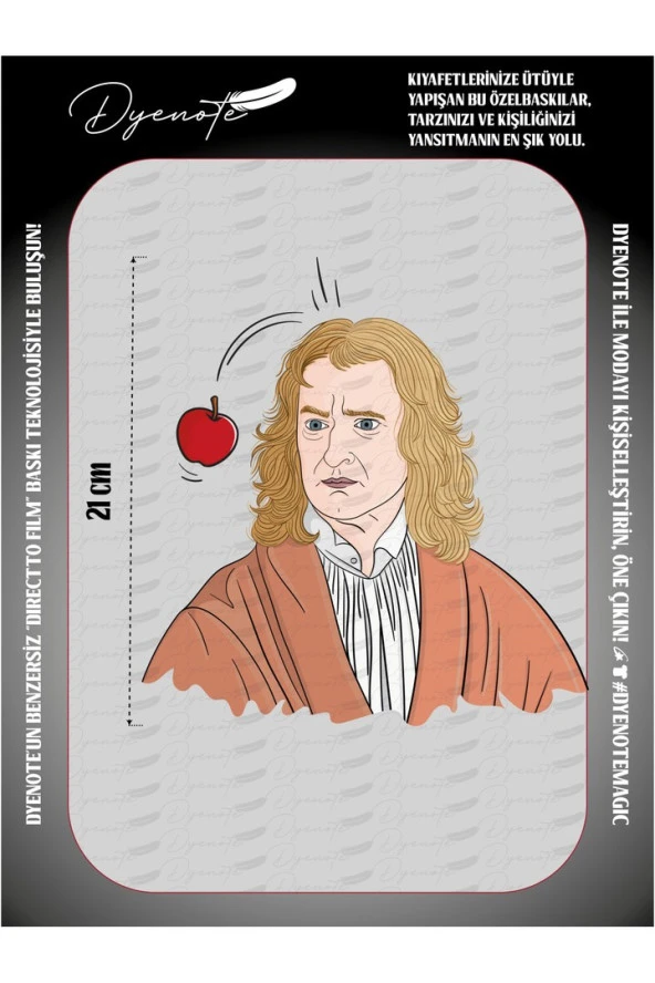 Isaac Newton Apple Elma Kumaş Aplike Yama Ütü Ile Yapışan Transfer Kağıdı Dtf Arma