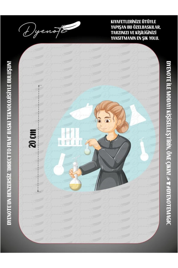 Marie Curie Çizgi Kumaş Aplike Yama Ütü Ile Yapışan Transfer Baskı Kağıdı Dtf Arma