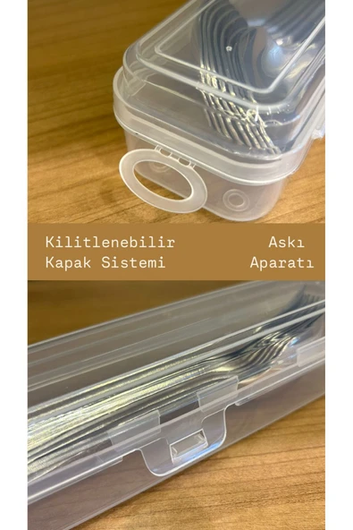 2 Adet Multix Çeyizlik Çatal Kaşık Bıçak Saklama Kutusu - Seyahat Diş Fırçalık Organizer - Resim 3