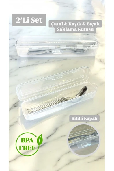 2 Adet Multix Çeyizlik Çatal Kaşık Bıçak Saklama Kutusu - Seyahat Diş Fırçalık Organizer