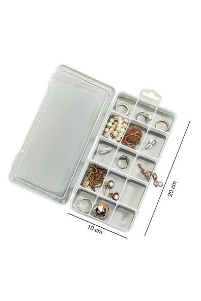 3 Adet Şeffaf 15 Bölmeli Ayarlanabilir Bölmeli Düzenleyici Takı Boncuk Ilaç Yüzük Kutusu Organizer - Resim 4