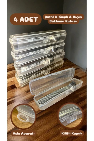 4 Adet Multix Çatal Kaşık Bıçak Saklama Kutusu - Çekmece Düzenleyici Seyahat Kutusu ürün görseli