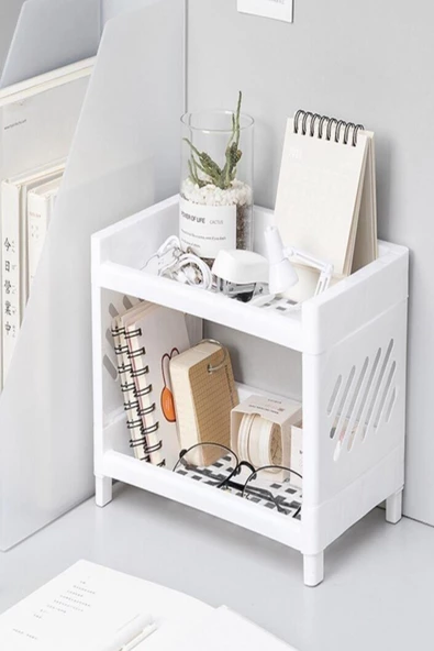 2 Adet Venedik 2 Katlı Masa Üstü Düzenleyici Takı Makyaj Rafı Ofis Organizeri Banyo Parfüm Standı - 3