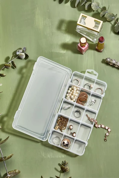 3 Adet Şeffaf 15 Bölmeli Ayarlanabilir Bölmeli Düzenleyici Takı Boncuk Ilaç Yüzük Kutusu Organizer - Resim 2