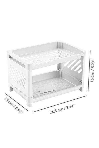 2 Adet Venedik 2 Katlı Tezgah Üstü Raf Baharatlık Dolap Içi Baharat Düzenleme Rafı - Organizer - 4